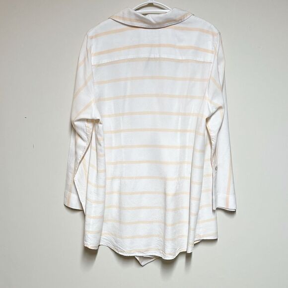 NWOT Soft Surroundings Tencel Crossover Tunic White Stripe Womens Sz XL - Picture 2 of 8